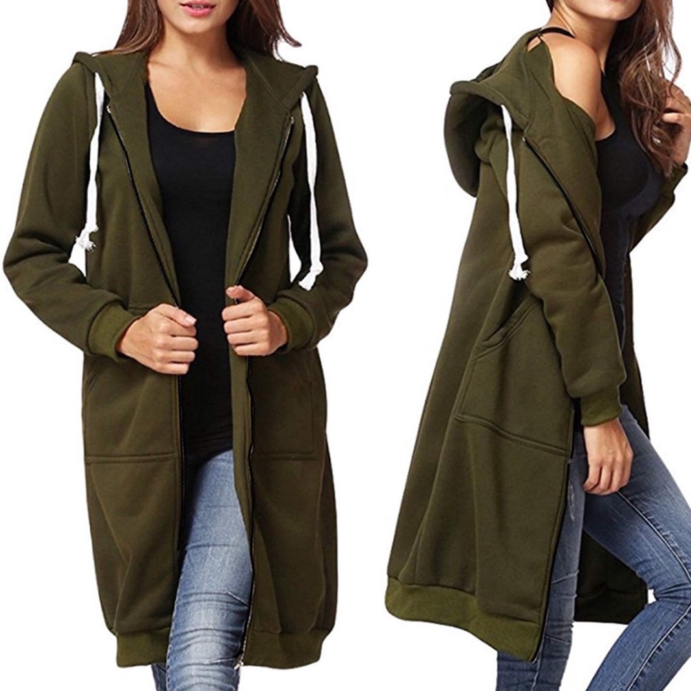 Long dress or jacket sweater comfy zip up hoody